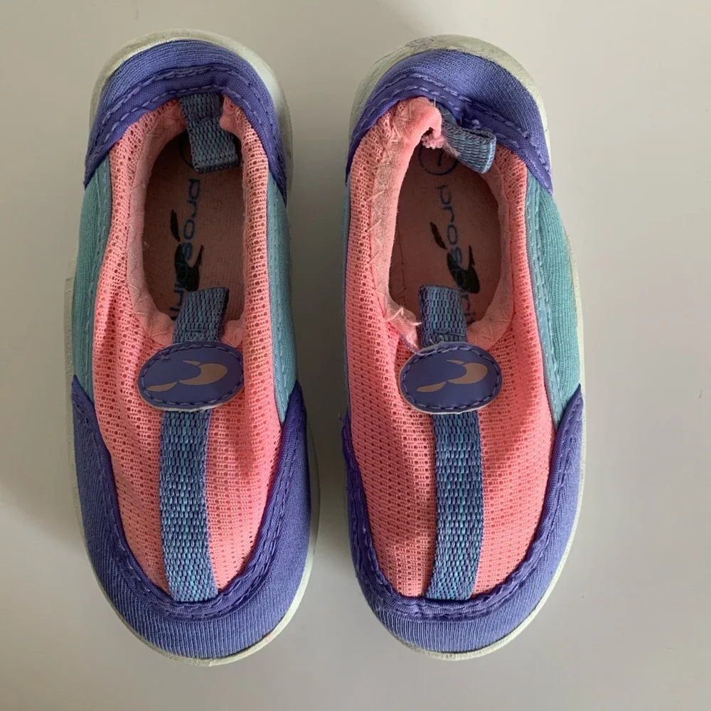 Prospirit Water Shoes Baby Girls Size 7 Blue Pink Pool Rubber Non-Slip Bottom